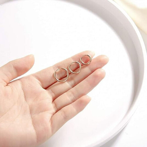 Cterwk7Pairs Σκουλαρίκια Huggie Hoop επιχρυσωμένα 14Κ για γυναίκες και άνδρες, μινιμαλιστικά 2