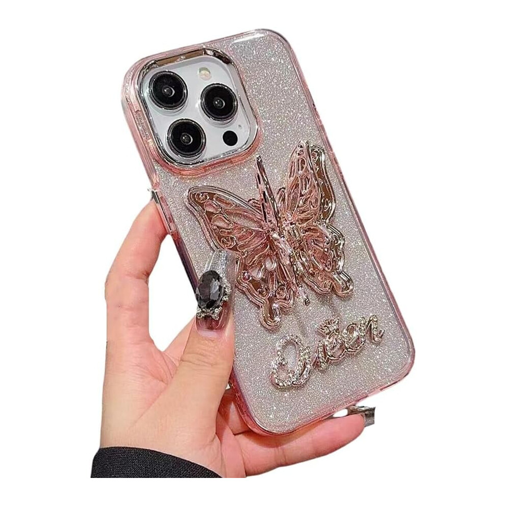 Iphone 15 Glitter Butterfly Kickstand Case Pink 9101399769781