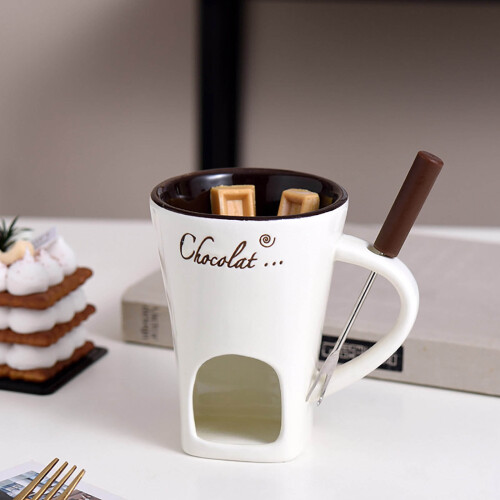 Ceramic Cheese Melting Pot with Candle Warmer 1 pc 1