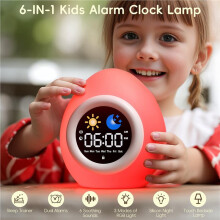 2X Wecker für Kleinkinder, Süßes Touch-Nachtlicht mit 6 Weißen Rauschen, „Ok To Wake"-Uhr für Kinder