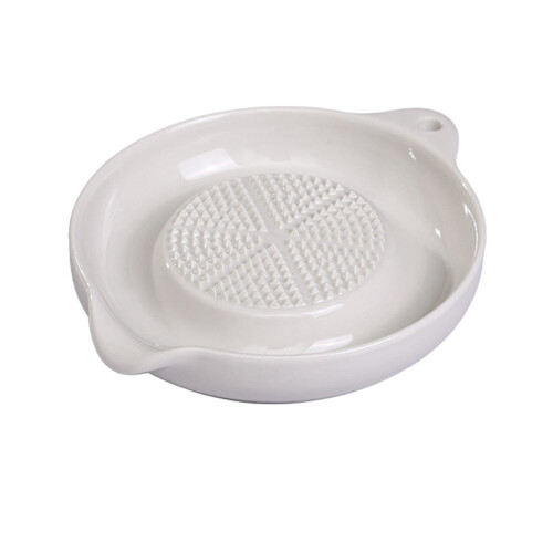 Ceramic garlic grater plate white 3.6 inch 1
