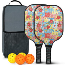 Pickleball Paddles Set Floral Fiberglass 2 Paddles + 2