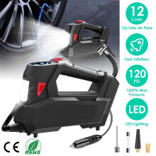 12V DC portable tire inflator with digital display and LED