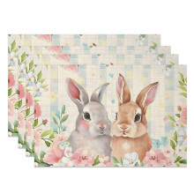 Easter Rabbit Placemats Set of 4 12x18 inch