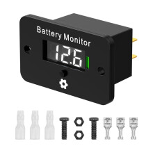 BM280 Batteriespannungsmesser mit LCD-Anzeige (12 V, 24 V, 36 V, 48 V, 60 V, 72 V) für Golfwagen, für Club Cars und Wohnmobile