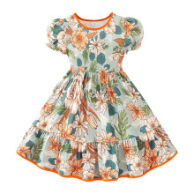 Toddler girl summer dress short sleeve print 1 piece
