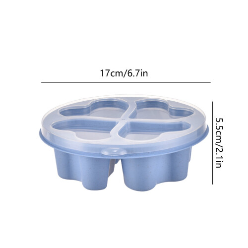 Heart-Shaped Bento Box with Lid 4-Compartment Blue 2