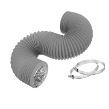 Tubo flessibile di ventilazione per asciugatrice in PVC resistente, 4 pollici, con 2 fascette.