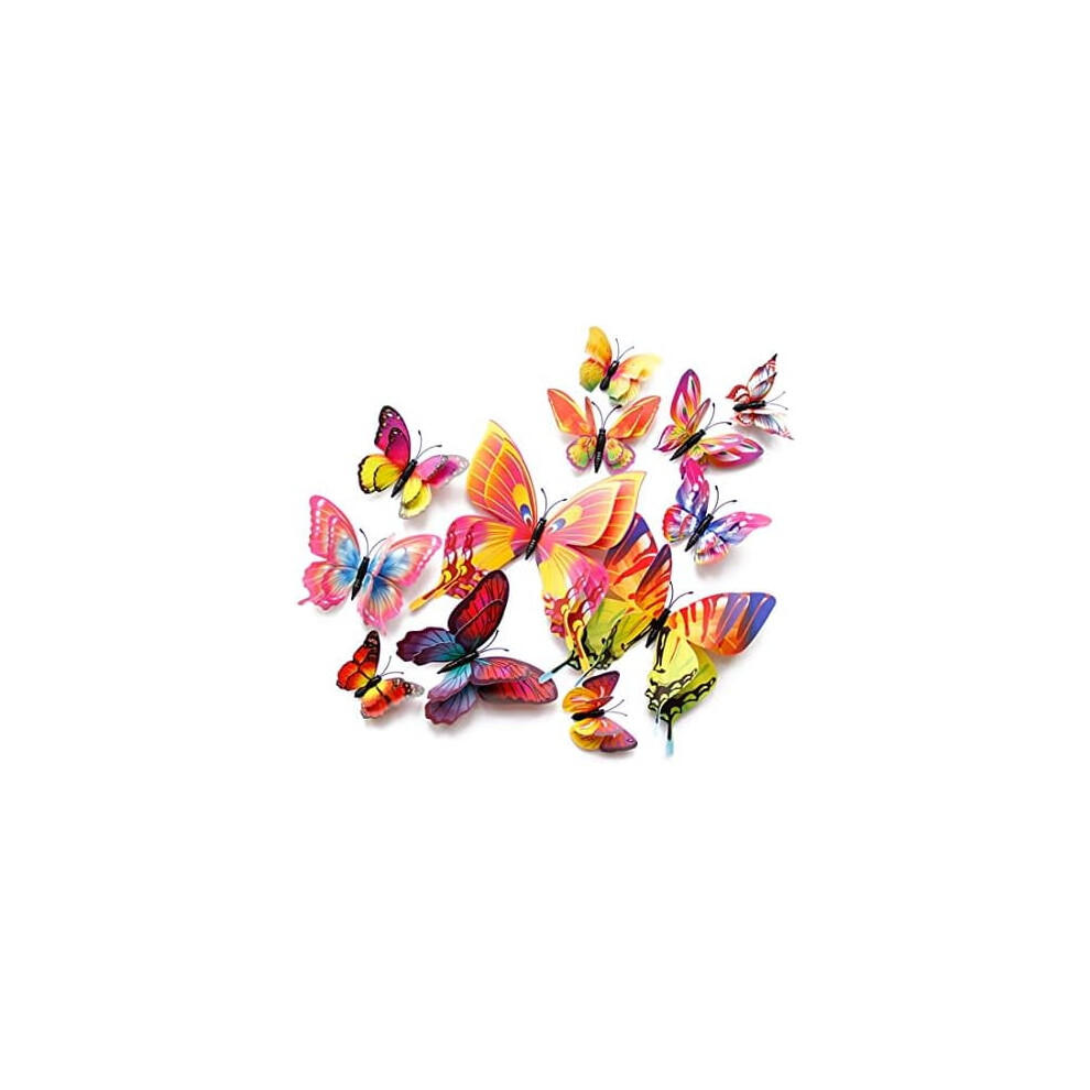 Butterfly Wall Decor 3D Stickers With Magnets 48 Pcs 9132278237961