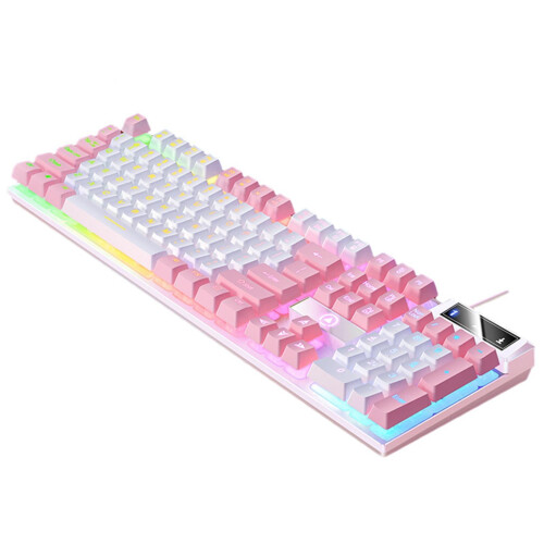Mechanical Gaming Keyboard USB RGB Backlit White Pink 1
