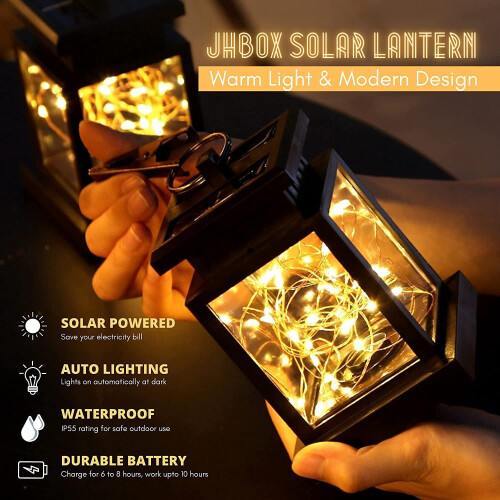 Solar Lantern Decorative Black 2 Pack 1