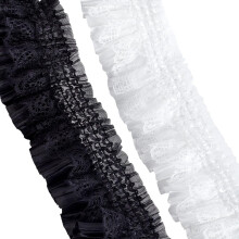 Bordo elastico arricciato nero bianco 3 pollici 10 iarde