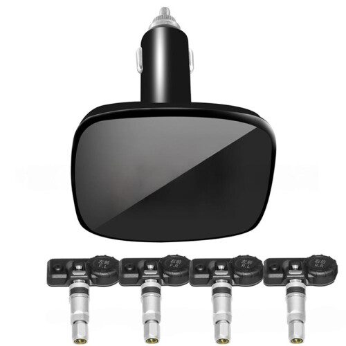 TPMS Cigarettändare Däcktrycksövervakningssystem Däcktrycksövervakning USB-Utgång Däcktrycksmonitor