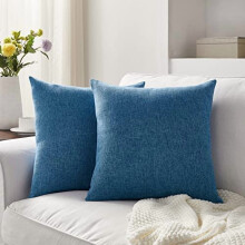 Fodere per cuscini in lino blu, set da 2 pezzi, 45x45 cm (18x18 pollici).