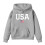 Kinder-Kapuzenpullover mit amerikanischer Flagge, grau, langärmelig, Größe 5-6 1