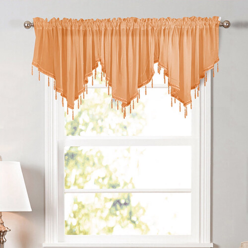 Kitchen curtains solid orange elegant 1 piece 2