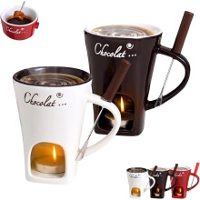 Chocolate Fondue Cup with Fork and Candle