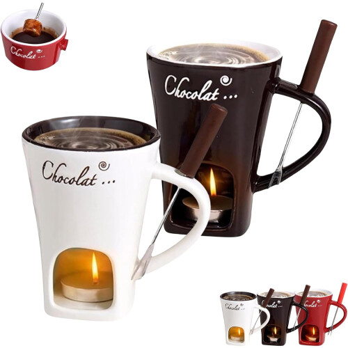 Chocolate Fondue Cup with Fork and Candle