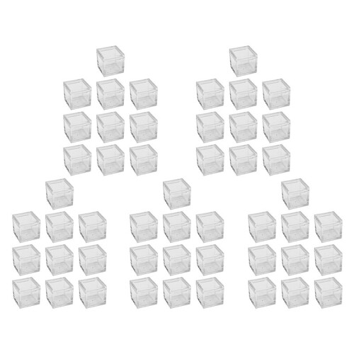 50Pcs Acrylic Box Trays for 0.39Inch 10mm Elements Cubes Clear Case Periodic Table Bracket for Elements Collections
