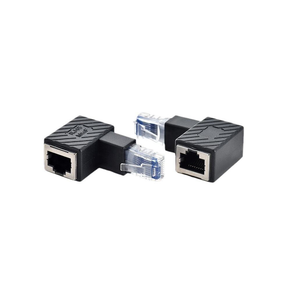 Rj45 90-Degree Angled Male-To-Female Ethernet Adapter Black 9097180037866