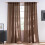 Linen Curtains Gold Brown Light Filtering 55x102 2 Panels 1
