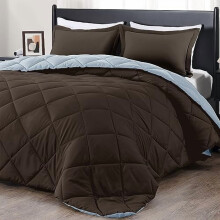 Twin Comforter Set Brown Blue 2-Piece 66x92 in