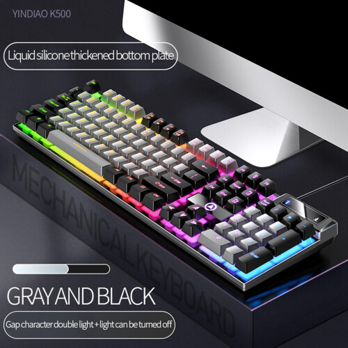 Mechanical Gaming Keyboard USB RGB Backlit Gray Black 2