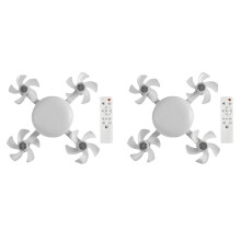 2X Ventilatore da Soffitto A LED E27 con Funzione Dimmer, Telecomando, 60 W, A Forma di Drone.