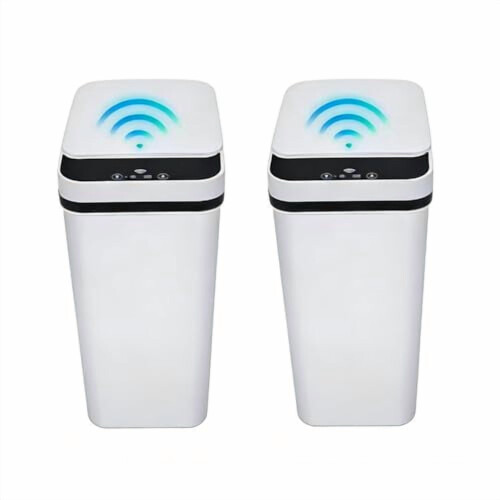 Smart Touchless Trash Can White 2.4 Gal 2-Pack
