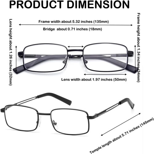 Lesebrille für Herren, Metall, Edelstahl, Flex-Lesebrille 1