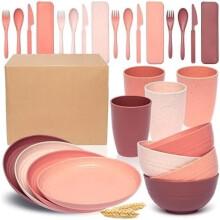 Wheat Straw Dinnerware Set for Kids – 4-Piece, Microwave