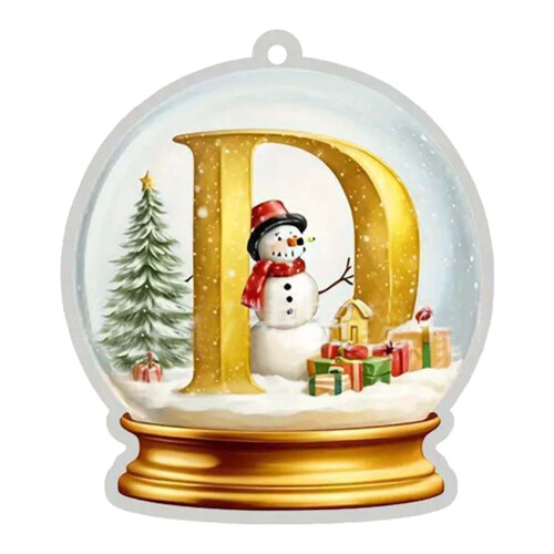 Yellow Crystal Acrylic Christmas Tree Letters Ornament Set 1