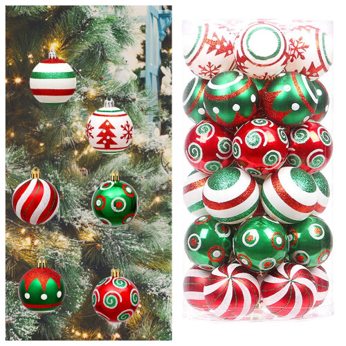 Weihnachtskugeln, rot, grün, weiß, 30 Stück, 6 cm (2,36 Zoll) 2