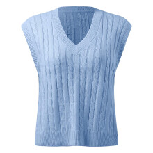 Women's ribbed knit V-neck sweater vest, sleeveless