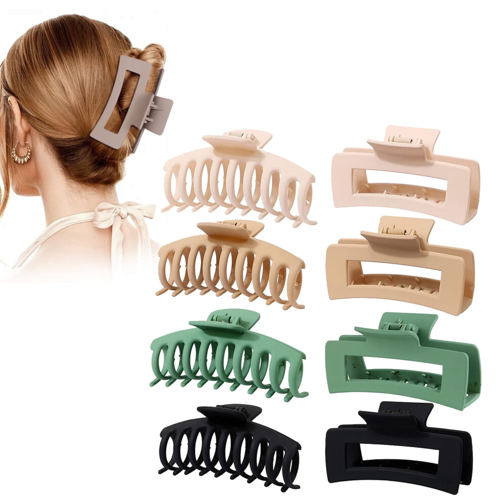 Hair Claw Clips Large Square 8 pcs 4.3 inch Matte