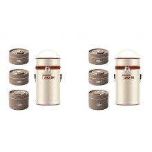 2X Food Warm Lunch Container,Stainless Steel Thermal Lunch Container Portable Thermal Bento Box Food Container Brown B