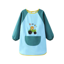 Kids Art Smock Cartoon Print Long Sleeve Mint Green 5-8