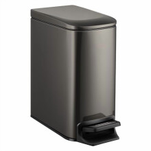 Slim 6L bathroom trash can stainless steel black gold