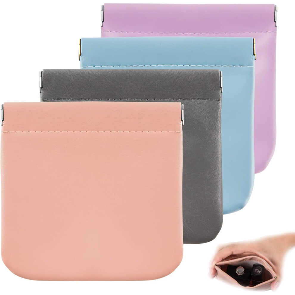 Leather Organizer Pouch Snap Closure 4PCS