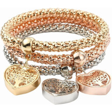 Tree of Life Stretch Bracelets Set Gold Silver Rose Gold 3
