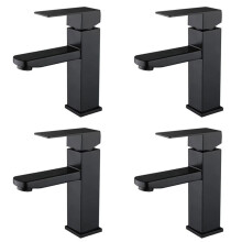 4X Bathroom Sink Faucet, Hot and Cold Water Basin Faucet, Matte Black