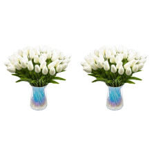 60 PièCes SéRies Artificielle Tulipes Fleurs Real Touch Tulipes Faux Hollande PU Tulipe Bouquet Latex Fleur Tulipe Blanche (Blanc)
