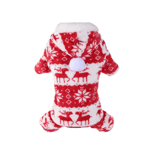 Rentier-Pyjama mit Kapuze, warm, winterlich, mit Schneeflockenmuster