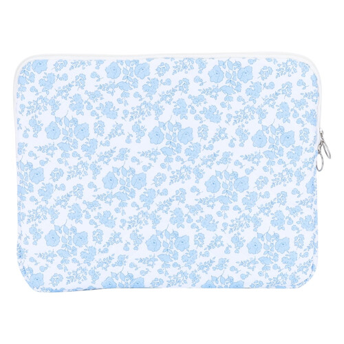 Housse pour ordinateur portable matelassée à fleurs bleues 15 pouces