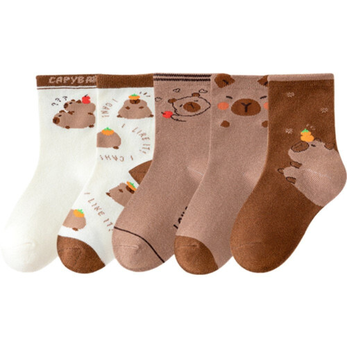 Dětské bavlněné ponožky Capybara, 5 párů