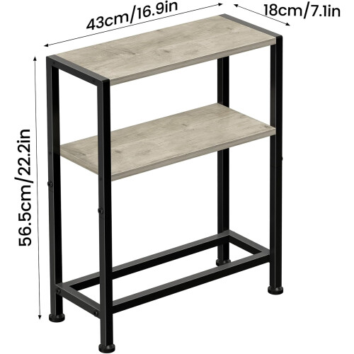 Slim 2-Tier Side Table White 2