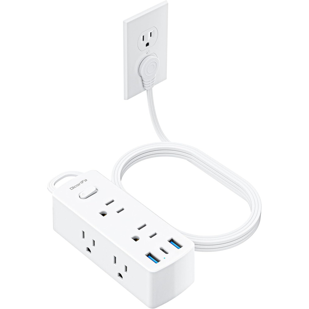 Power Strip Surge Protector White 6 Outlets 3 Usb 5Ft 9341593885348
