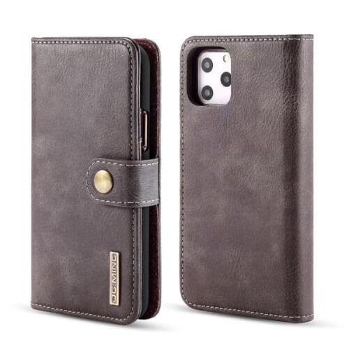 iPhone 11 Pro wallet case with magnetic closure grey 1