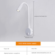 5X 3W Wall Mounted Reading Light Flexible Gooseneck LED Sconce Lamp for Bedroom, Office, Workbench, Studio Reading Lamp