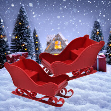2pcs Christmas Sleigh Miniature Plastic Sleighs Model Mini Sled Ornament DIY Crafts Tabletop Santa Sleigh Christmas Tree Hanging Decoration